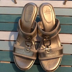 Circa Joan & David Cork Wedge Gold Sandals